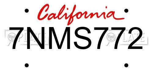 7NMS772 California License Plate