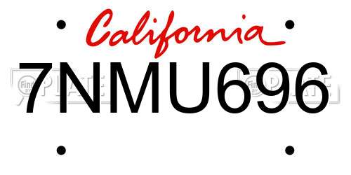 7NMU696 California License Plate