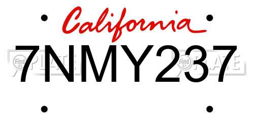 7NMY237 California License Plate