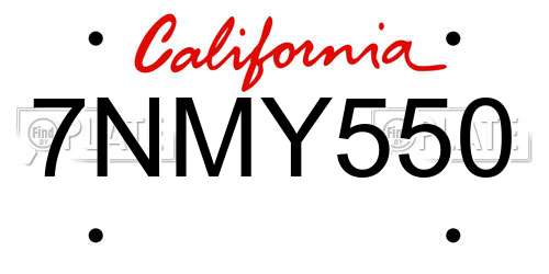7NMY550 California License Plate