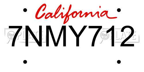 7NMY712 California License Plate