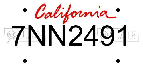 7NN2491 California License Plate