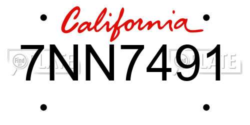 7NN7491 California License Plate
