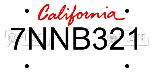 7NNB321 California License Plate