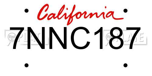 7NNC187 California License Plate