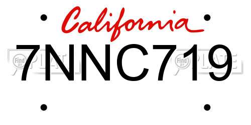 7NNC719 California License Plate