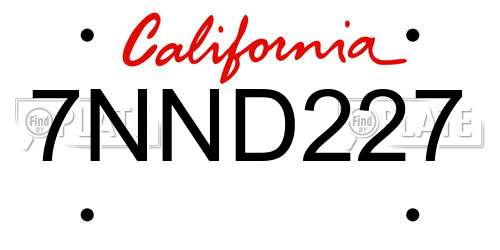 7NND227 California License Plate