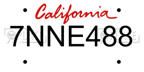 7NNE488 California License Plate
