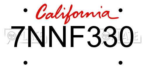 7NNF330 California License Plate