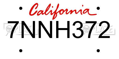 7NNH372 California License Plate