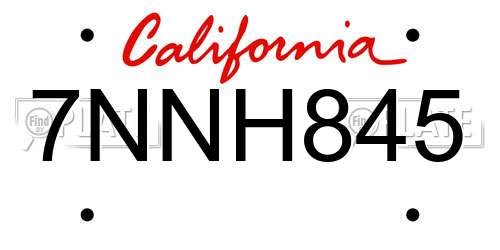 7NNH845 California License Plate