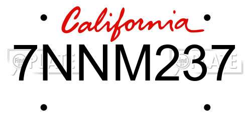 7NNM237 California License Plate
