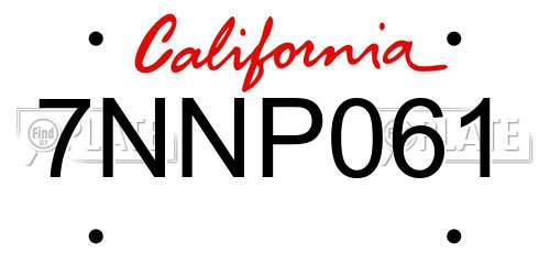 7NNP061 California License Plate