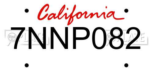7NNP082 California License Plate