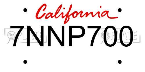 7NNP700 California License Plate