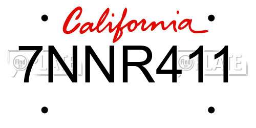 7NNR411 California License Plate