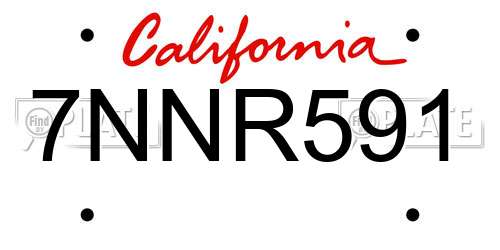 7NNR591 California License Plate