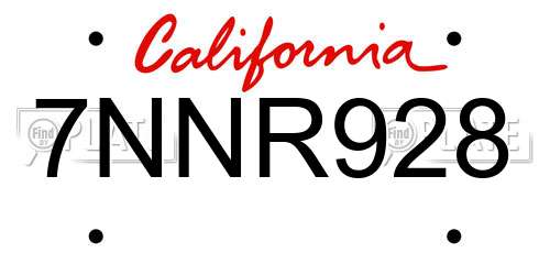 7NNR928 California License Plate