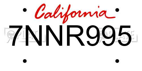 7NNR995 California License Plate