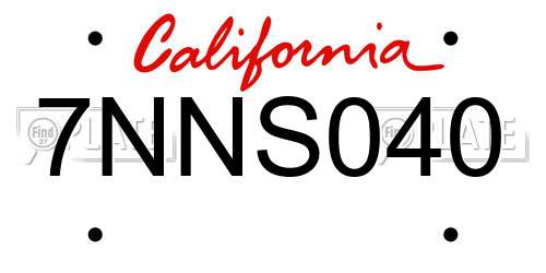 7NNS040 California License Plate