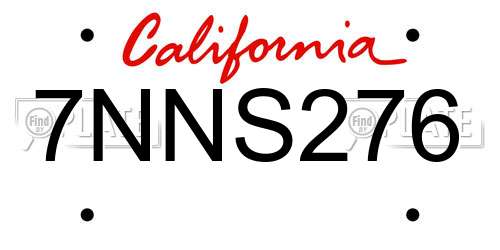 7NNS276 California License Plate