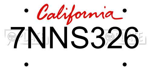 7NNS326 California License Plate