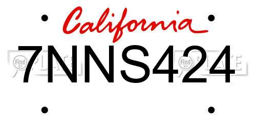 7NNS424 California License Plate