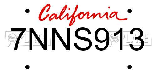 7NNS913 California License Plate