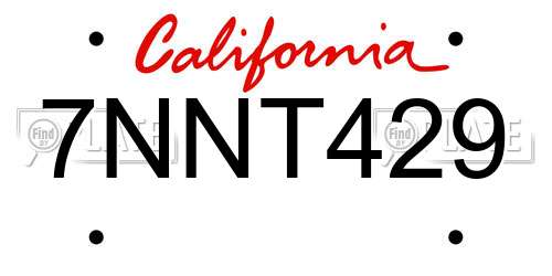 7NNT429 California License Plate