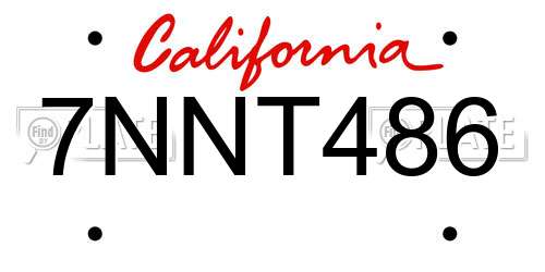 7NNT486 California License Plate