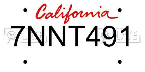 7NNT491 California License Plate