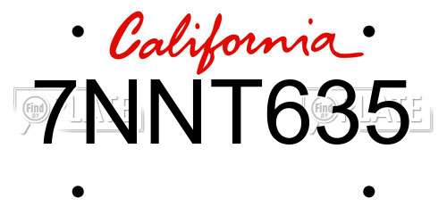 7NNT635 California License Plate
