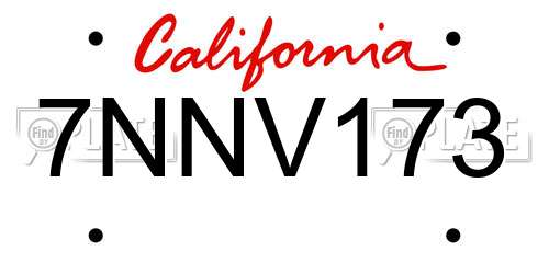 7NNV173 California License Plate