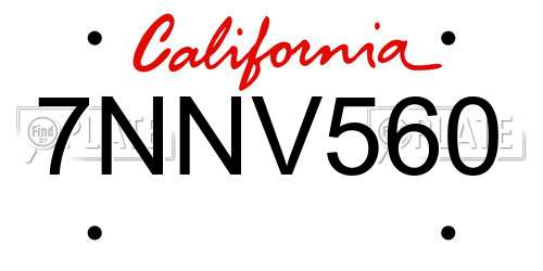 7NNV560 California License Plate