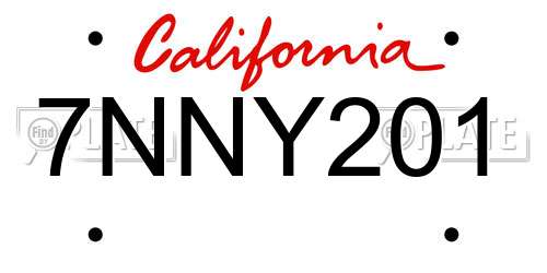 7NNY201 California License Plate