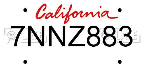 7NNZ883 California License Plate
