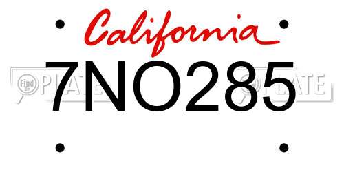 7NO285 California License Plate