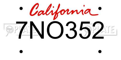 7NO352 California License Plate
