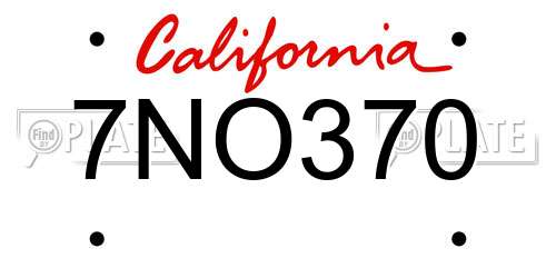 7NO370 California License Plate