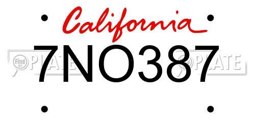 7NO387 California License Plate