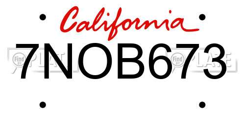 7NOB673 California License Plate