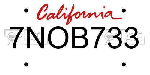 7NOB733 California License Plate