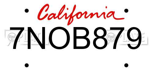 7NOB879 California License Plate