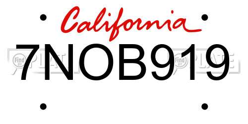7NOB919 California License Plate