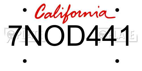 7NOD441 California License Plate