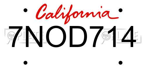 7NOD714 California License Plate