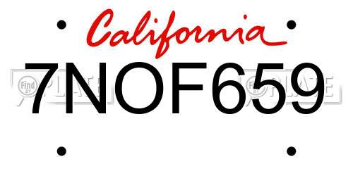 7NOF659 California License Plate