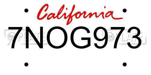 7NOG973 California License Plate