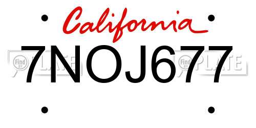 7NOJ677 California License Plate