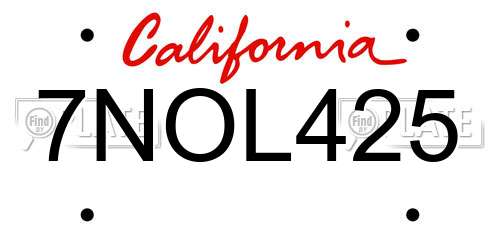 7NOL425 California License Plate